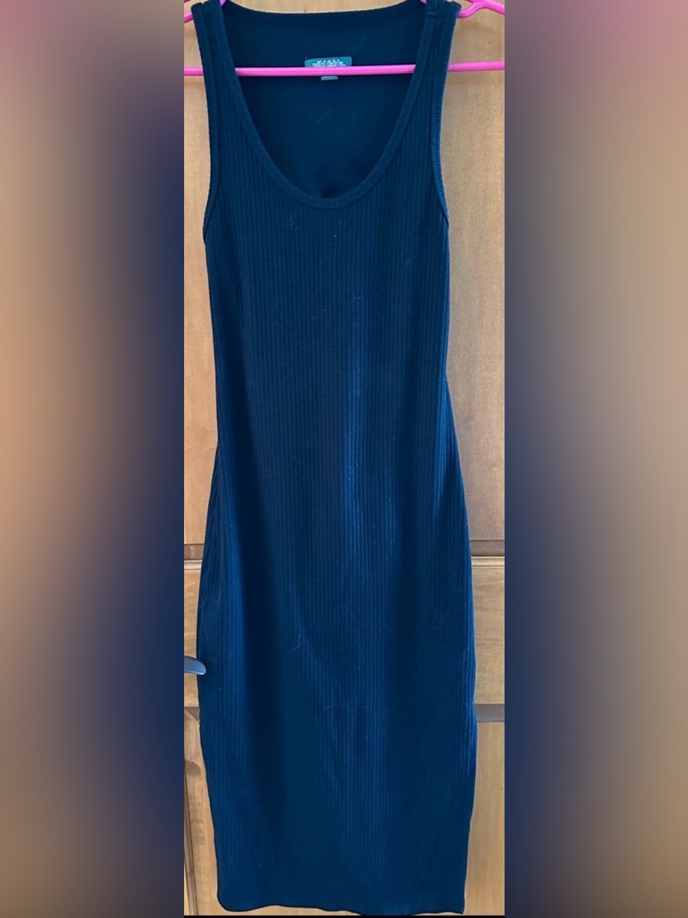 Wild Fable Black Ribbed Knit Midi Dress Size S Small Open Back Cutout Bodycon